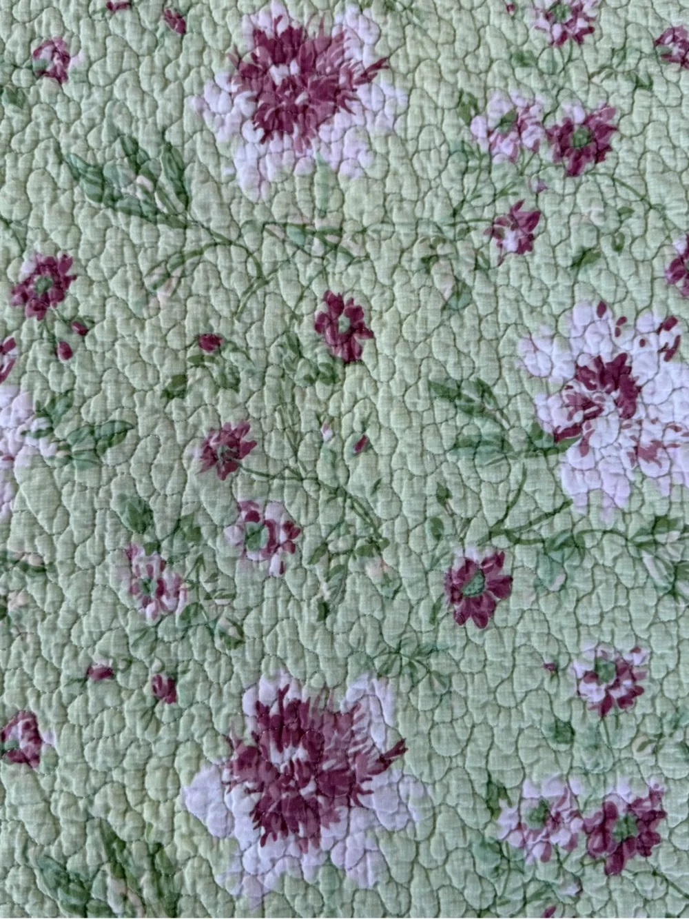 VTG Laura Ashley Reversible Floral Quilt Green Pink Roses Stripes 84x86 FLAWS
